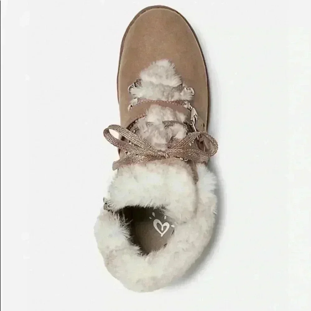 🆕JUSTICE TAN FAUX FUR HIKING BOOTS 1🆕